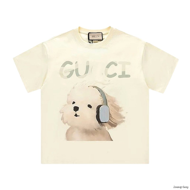 Gucci Dog Print Casual Style Off-white T-shirt