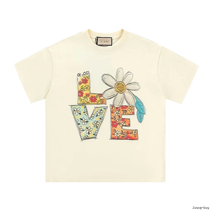 Gucci LOVE Floral Casual Off-white Short-sleeve T-shirt