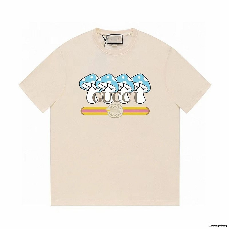 Gucci Mushroom Print Casual Style Off-white T-shirt