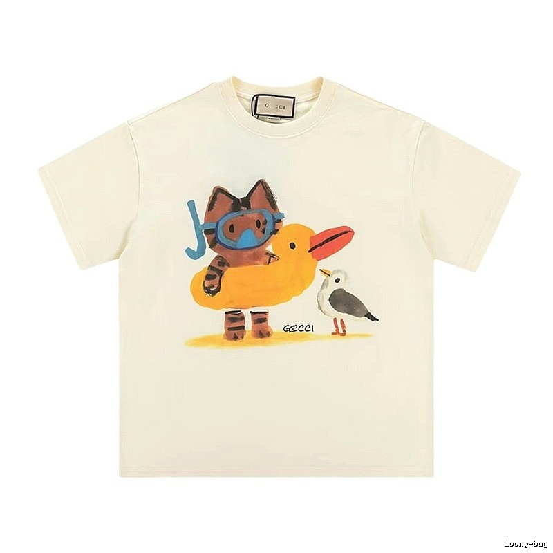 Gucci Off-white Playful Style Cartoon Print T-shirt