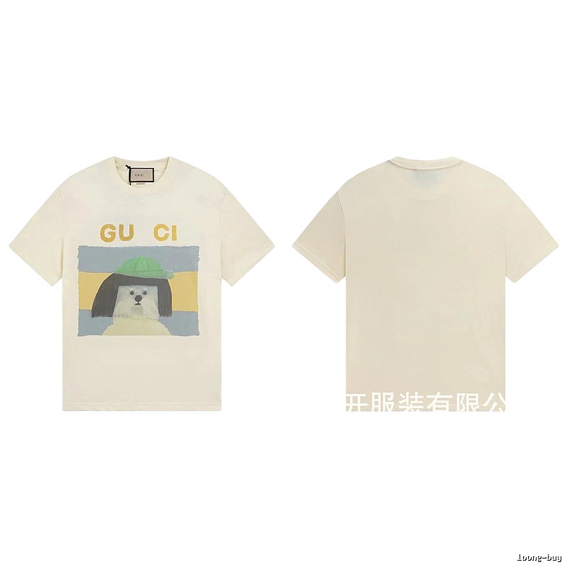 Gucci Puppy Print Casual Style Off-white T-shirt