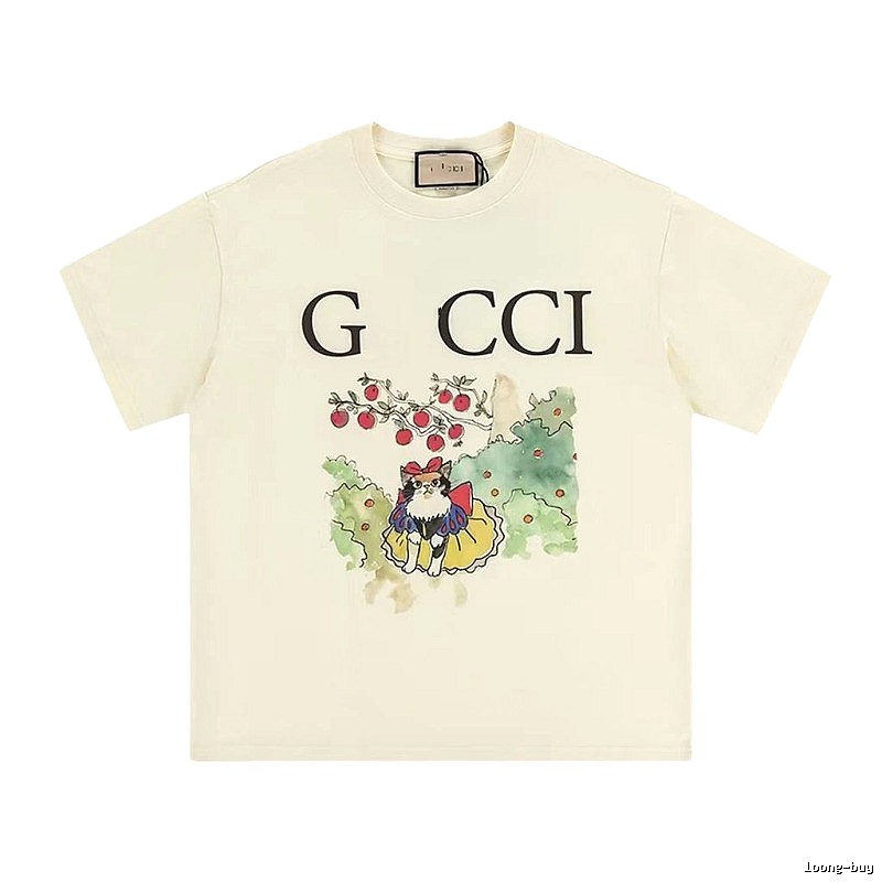 Gucci Vintage-Style Off-White Cat Print T-Shirt