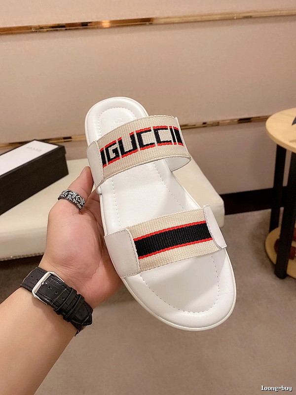 Gucci Webbing Casual-Style White Slides