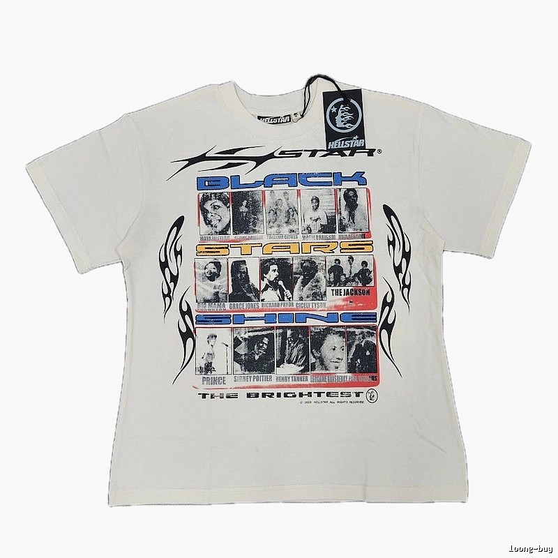 Hellstar Black Star Vintage Off-white Short Sleeve T-Shirt
