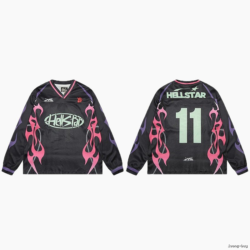 Hellstar Flame Street Style Black and Pink Jersey