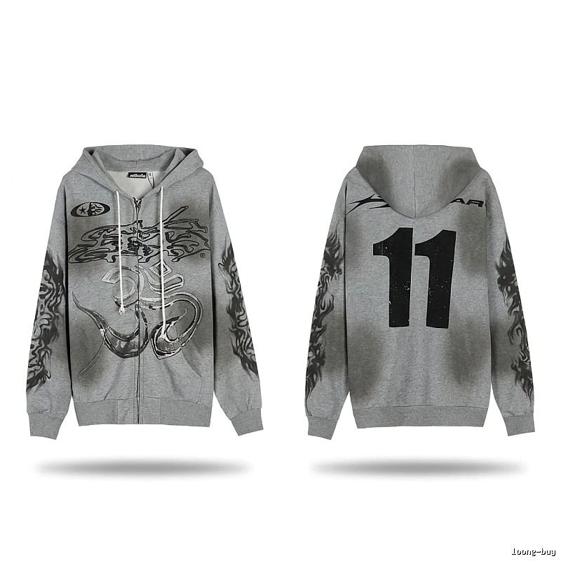 Hellstar Flame Wind Gray Sweatshirt