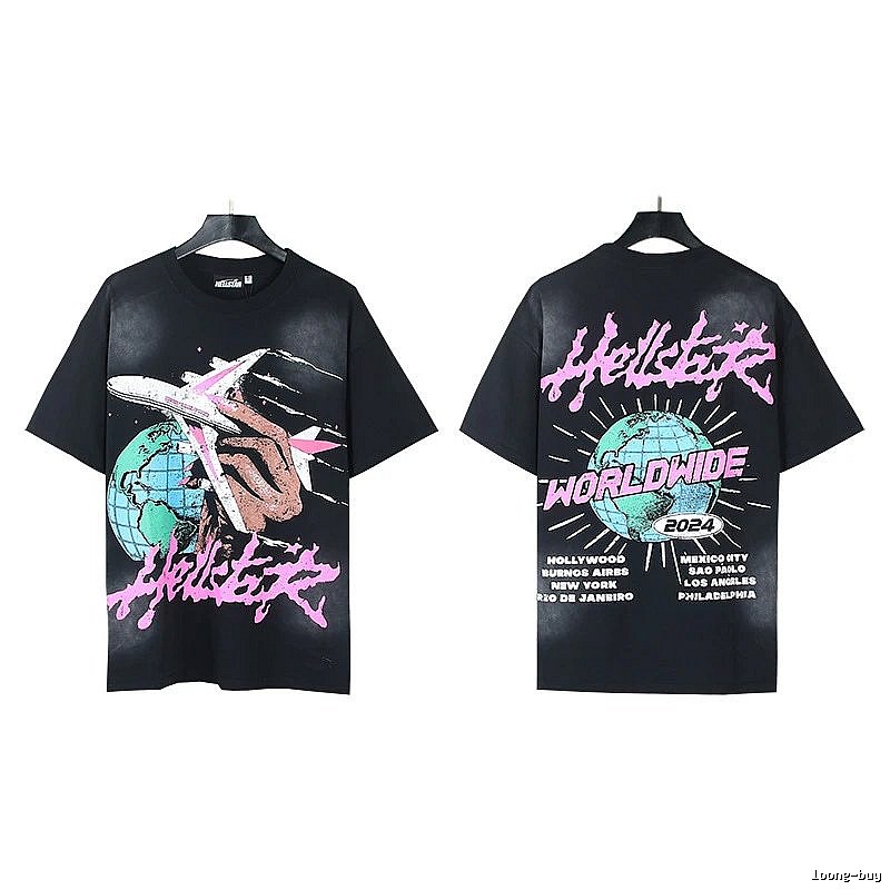 Hellstar Global Print Street Style Black T-Shirt