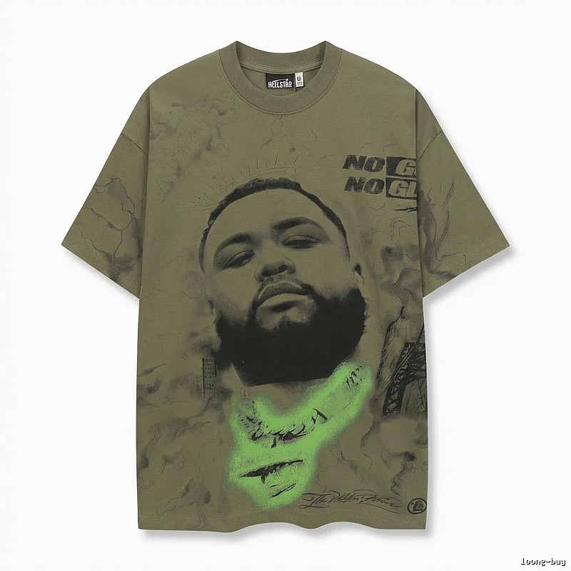 Hellstar Retro Style Olive Green T-shirt