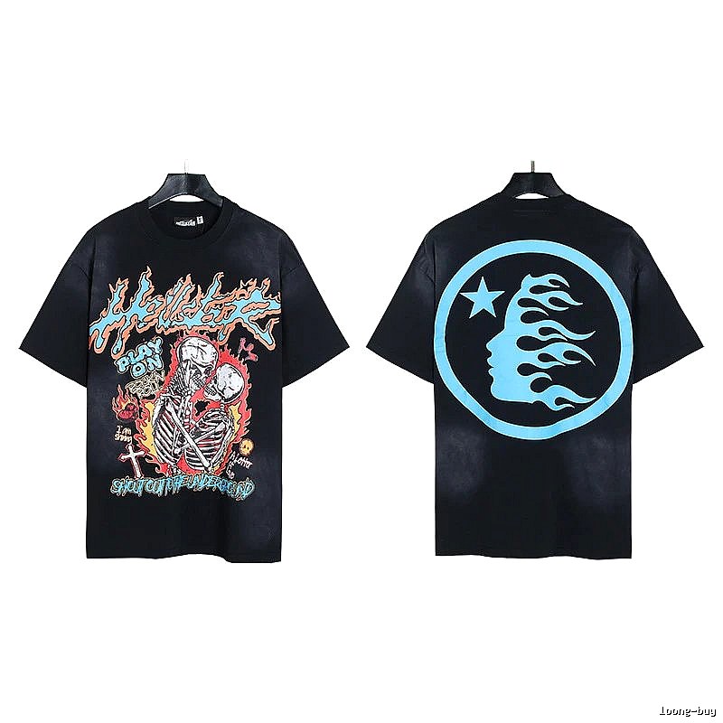 Hellstar Skull Print Street Style Black T-Shirt