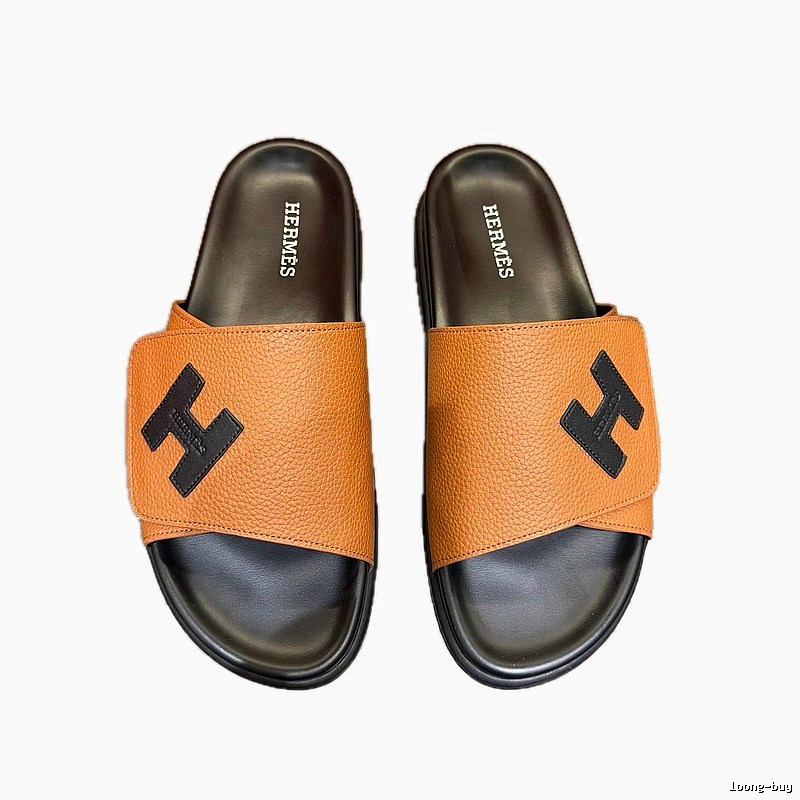 Hermès H Series Minimalist Light Luxury Style Brown & Black Slide Sandals