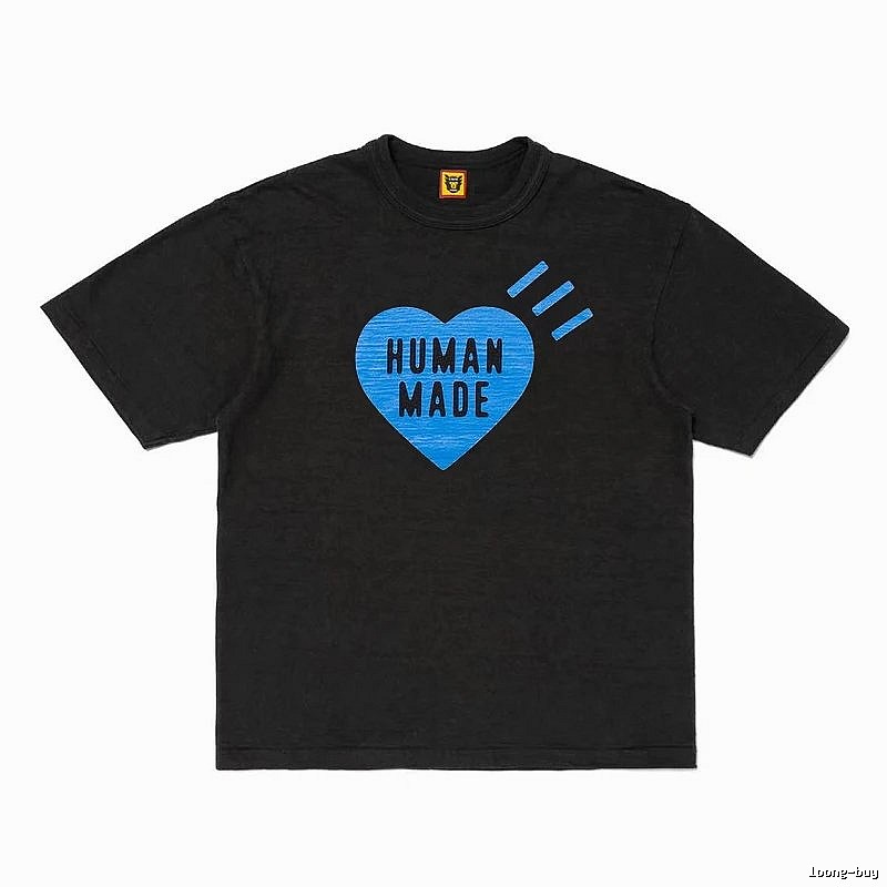 Human Made Casual Heart logo T-shirt Black Green Human for Streetwear Looks