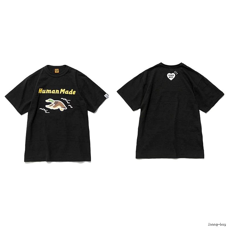 Human Made Gift Ready Heart logo T-shirt Black Green Human with Fresh Pattern