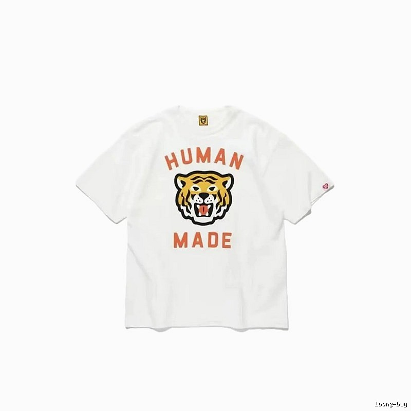 HUMAN MADE Tiger Head Vintage Japanese Style White Short-sleeve T-shirt