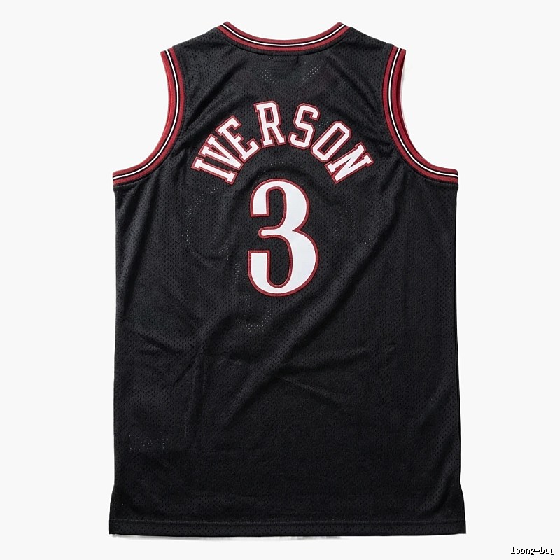 Iverson series black and red basketball uniforms.