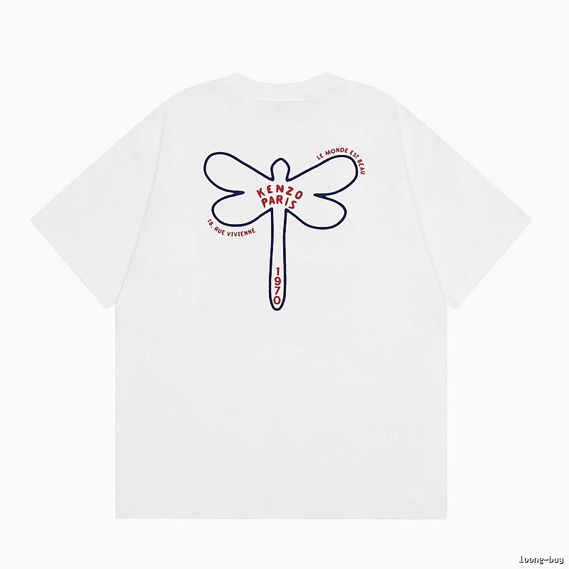 KENZO Dragonfly Print Casual White T-Shirt