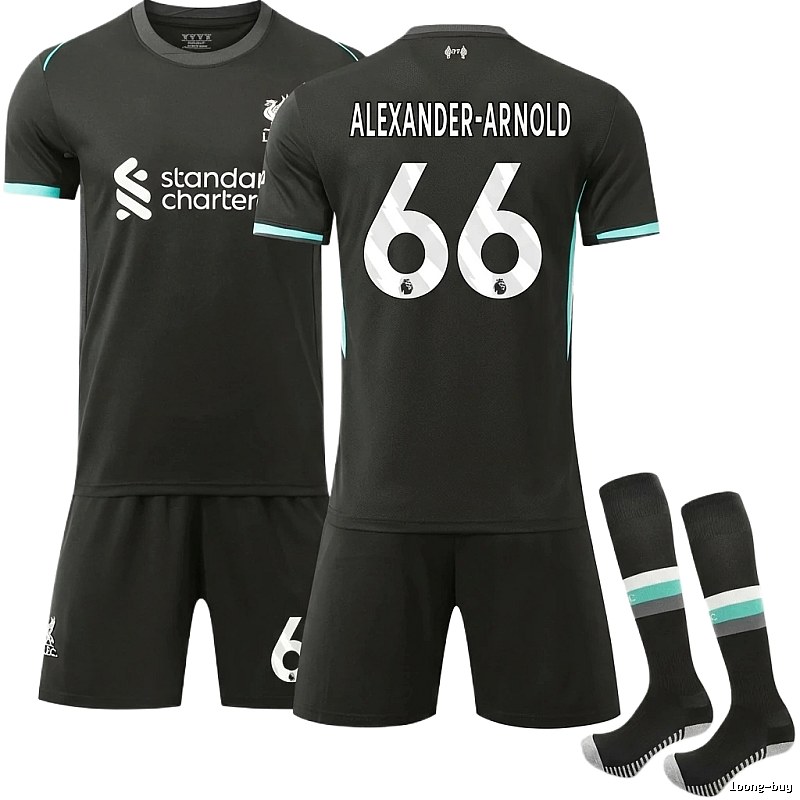 Liverpool No. 66 black jersey set