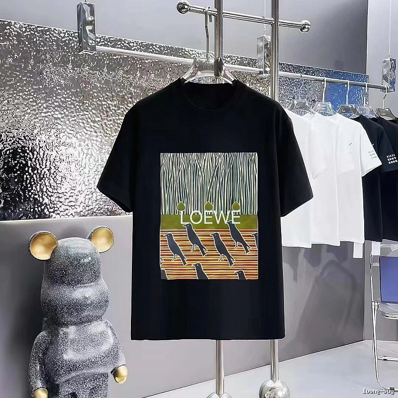 LOEWE Crow Print Vintage Style Black T-Shirt