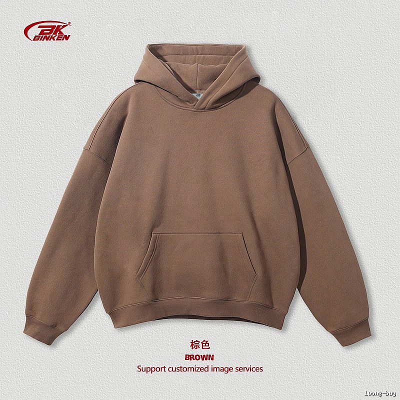 Logo Detail Pullover hoodie Navy Blank Kangaroo with Relaxed Feel