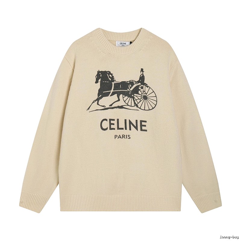 Logo Knit Sweater for School Runs in CELINE Style