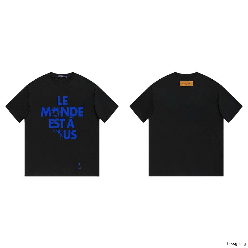 Louis Vuitton Letter Print Cool Trendy Style Black T-shirt