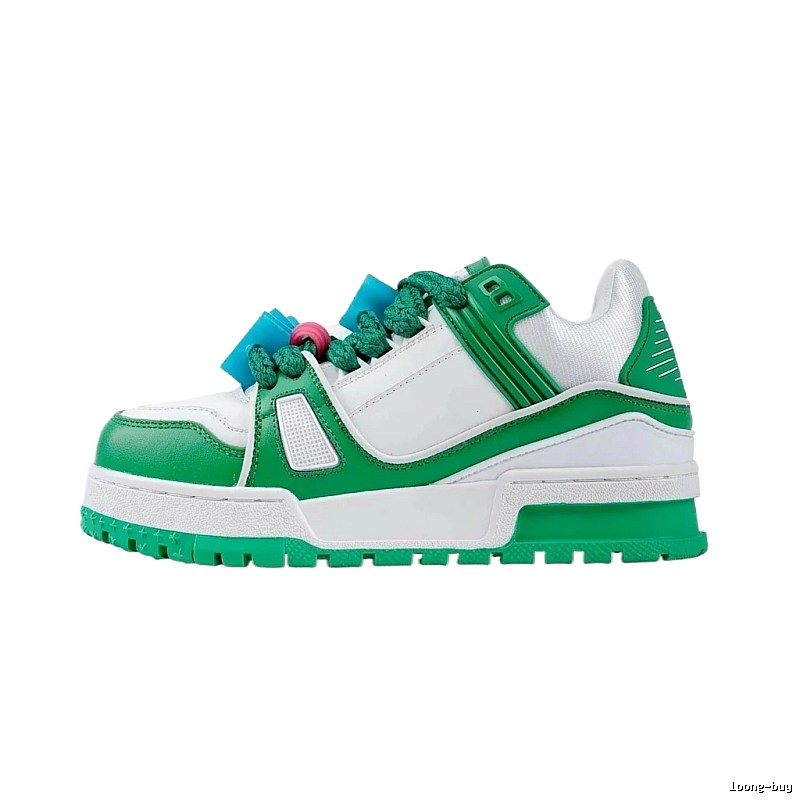 Louis Vuitton LV Trainer Green and White Sneakers