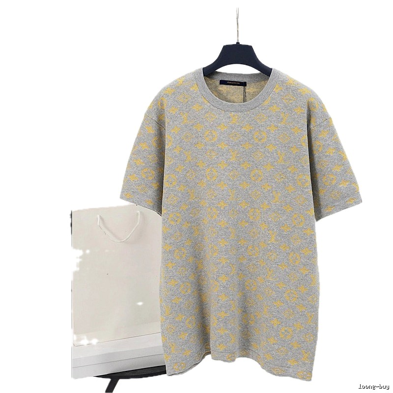 Louis Vuitton Monogram Collection Vintage Style Grey-yellow Short-sleeve T-shirt