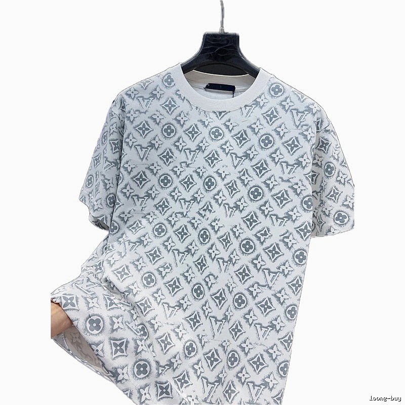 Louis Vuitton Monogram Light Luxury Style White and Gray Short-sleeve T-shirt