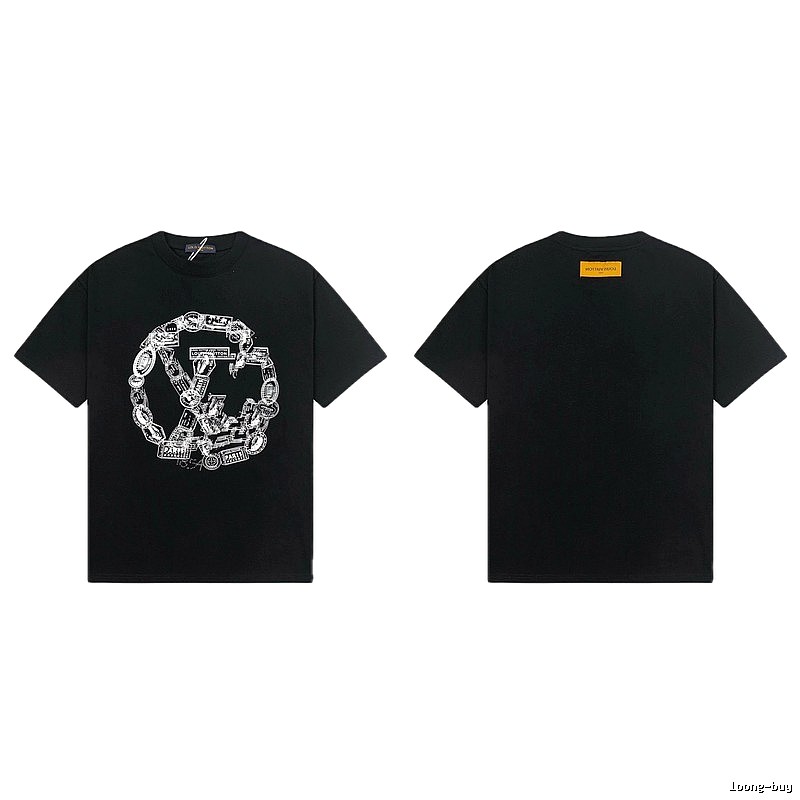 Louis Vuitton Printed Trendy Style Black Short-sleeve T-shirt