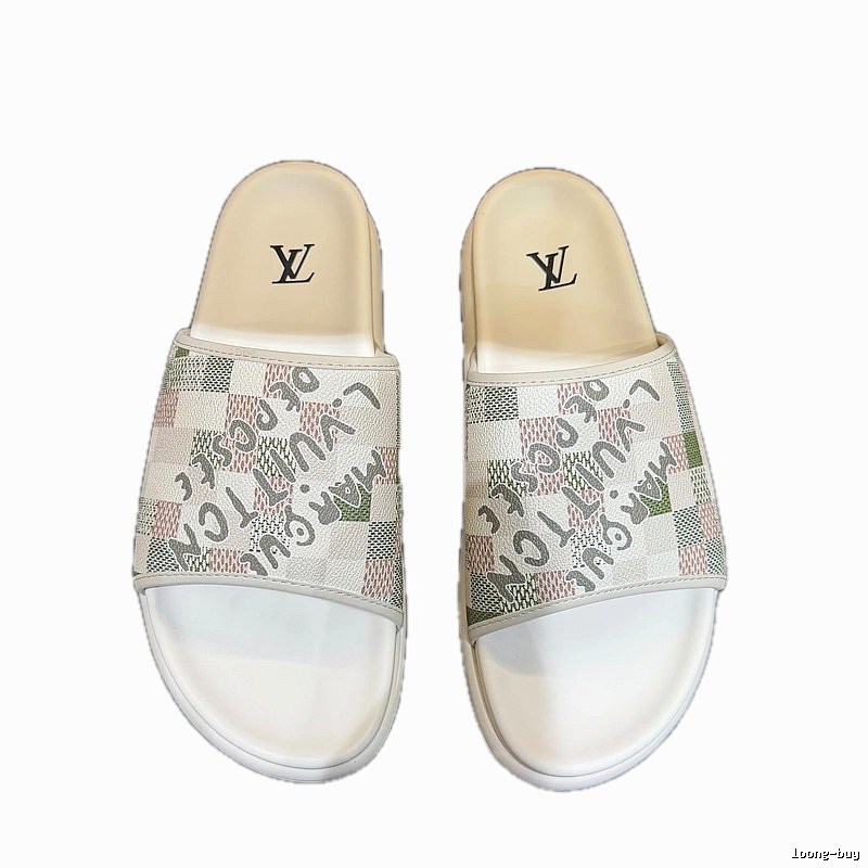 Louis Vuitton Trendy Checkerboard Off-white Slides