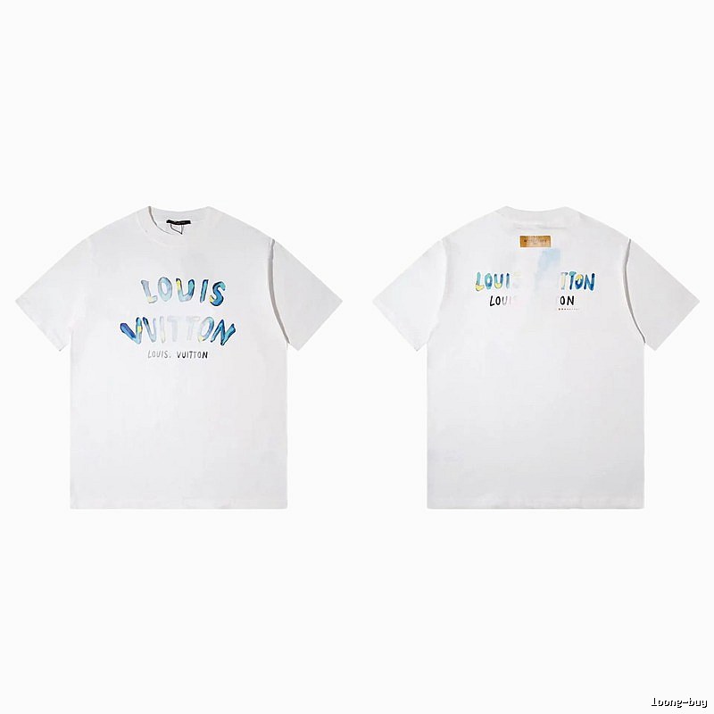 Louis Vuitton Watercolor Graffiti Style White T-Shirt
