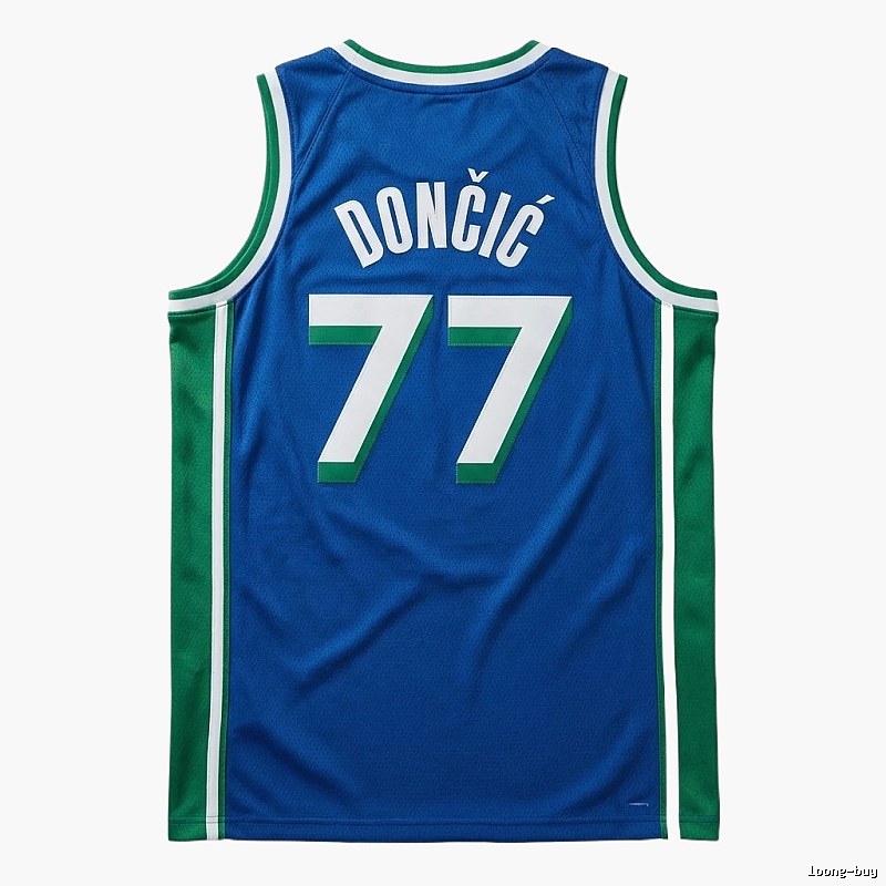 Luka Doncic's No. 77 blue-green basketball jersey