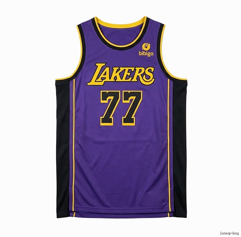 Luka Doni's purple basketball uniform of the Los Angeles Lakers.