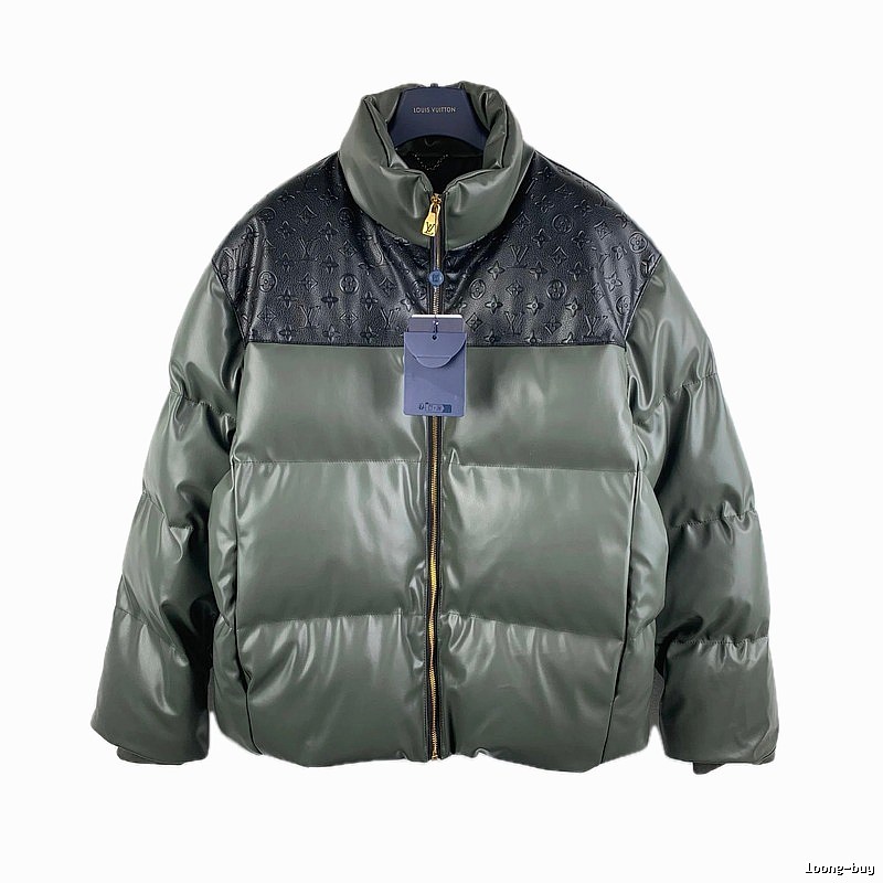 LV classic style fashionable dark green down jacket