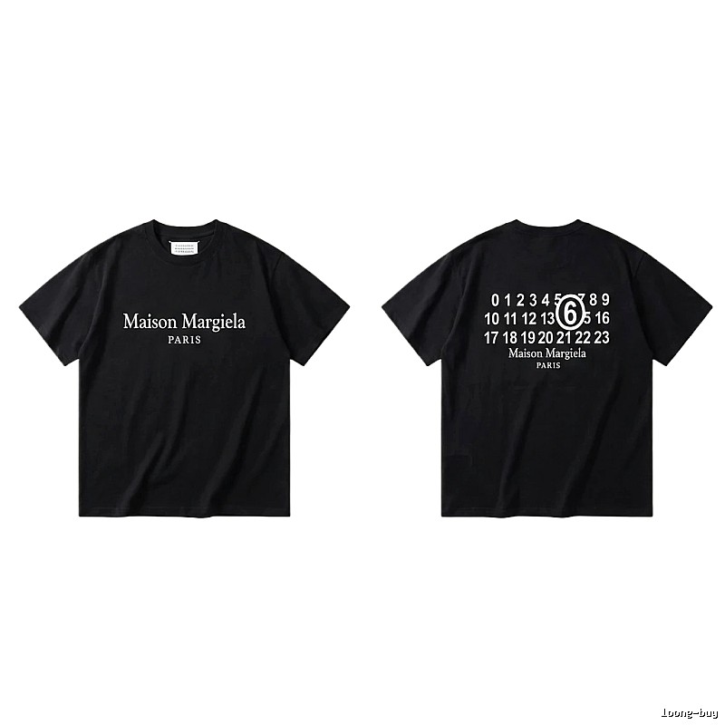 Maison Margiela black T-shirt with digital printing.