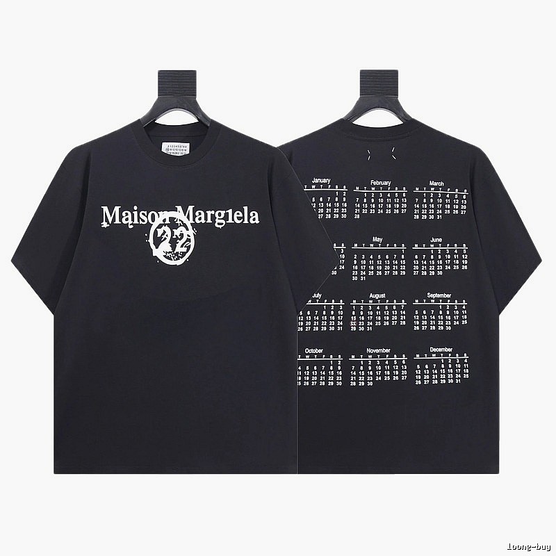 Maison Margiela Calendar Print Trendy Cool Black T-Shirt