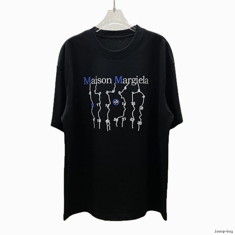Maison Margiela Digital Embroidery Trendy Black T-Shirt