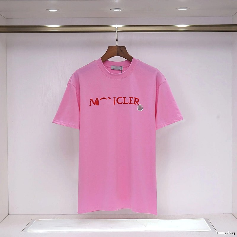 Moncler Embroidered Casual-style Pink T-Shirt