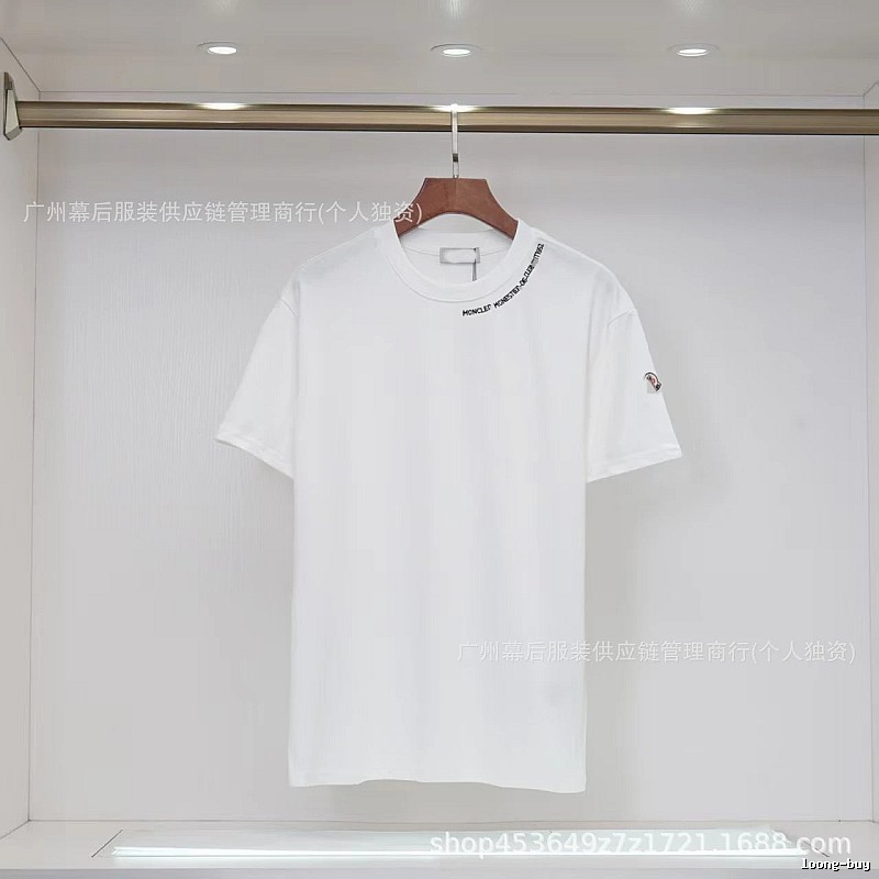 Moncler Embroidered Casual Style White Short-sleeve T-shirt