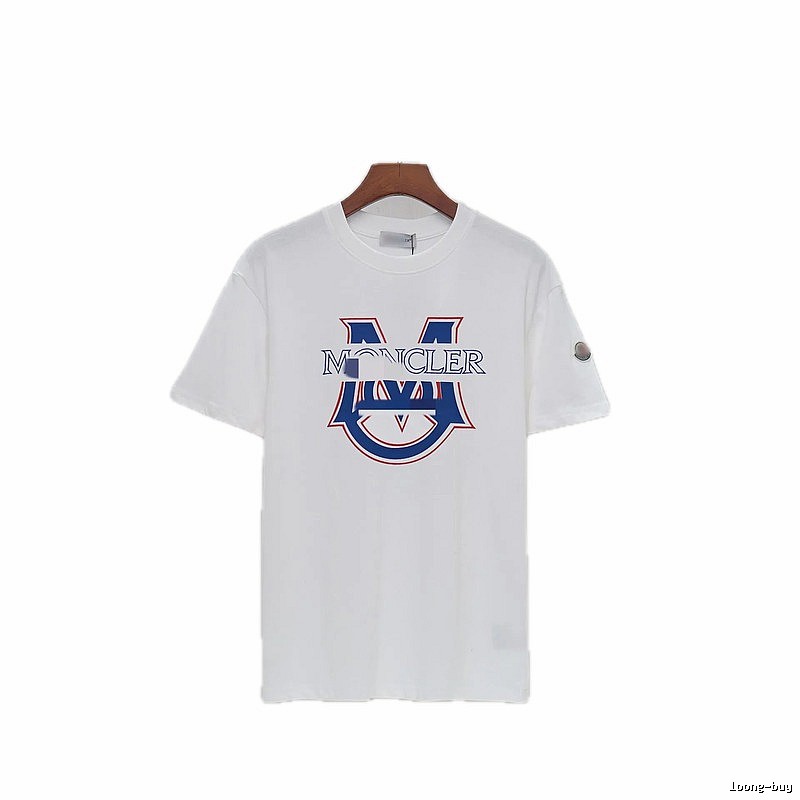 Moncler Large M Printed Casual Style White T-Shirt