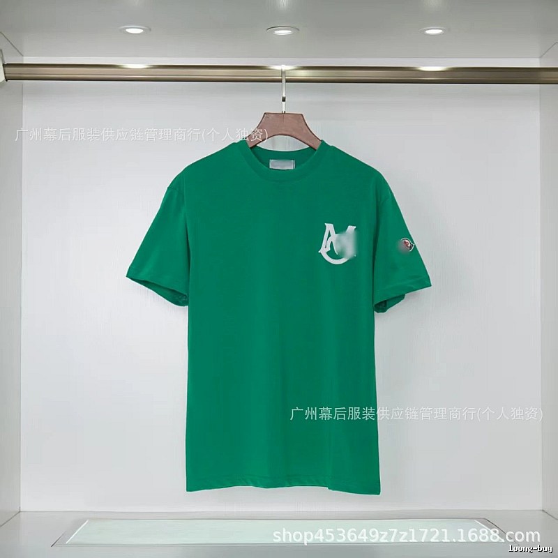 Moncler Letter Print Casual Style Green Short-sleeve T-shirt