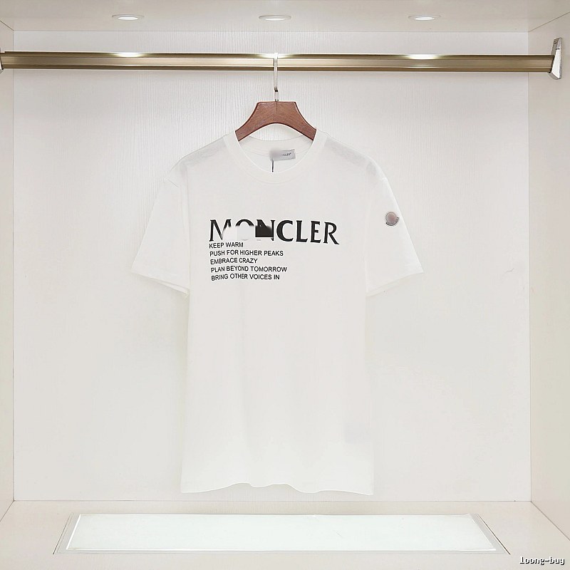 Moncler Letter Print Casual Style White T-Shirt