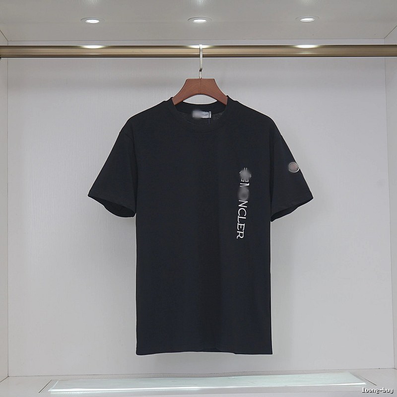 Moncler Letter Print Minimalist Style Black T-Shirt