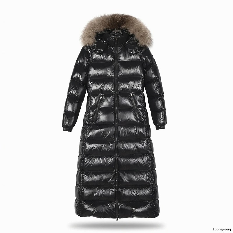 Moncler long shiny black down jacket