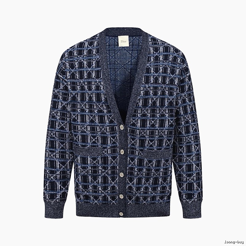 Navy Dior Button-front Cardigan for Layered Winter Looks