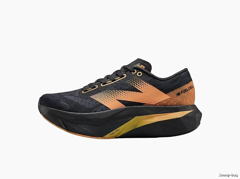 New Balance retro-style black and orange sports shoes