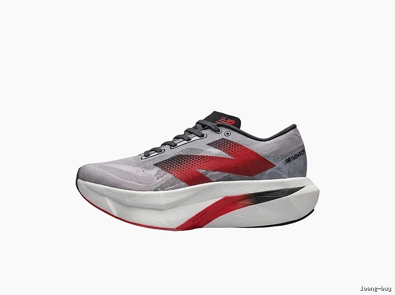 New Balance retro-style grey and red running shoes