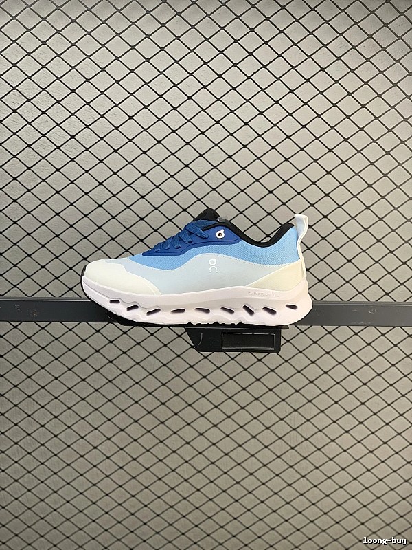 On White and Blue Cloud Runners Highlighting Open Mesh Panels