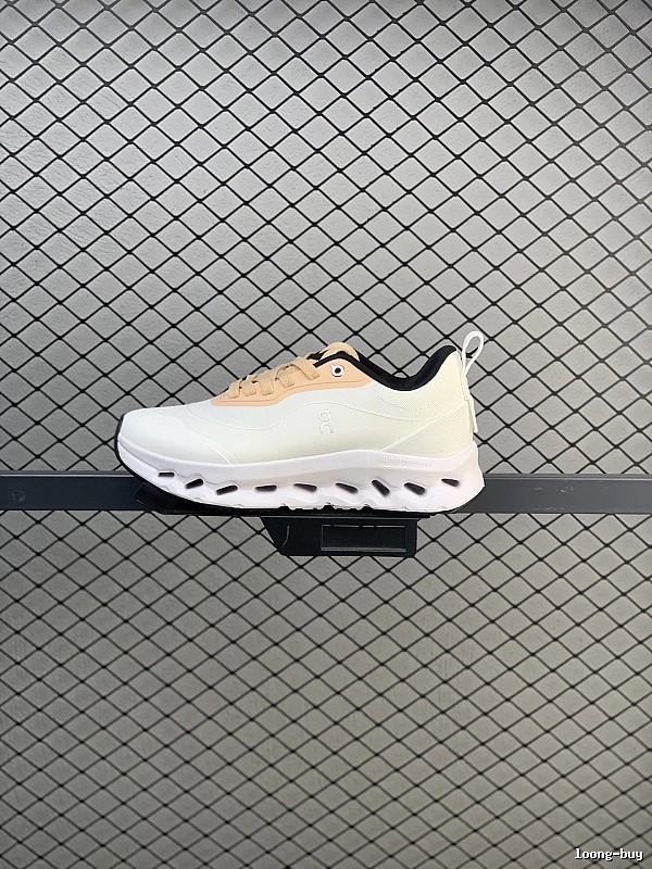 On White and Peach Cloud Runners, Segmented Sole Pods