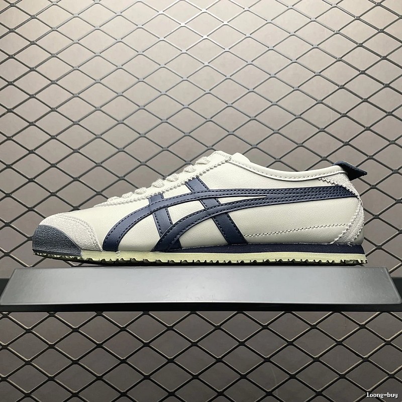 Onitsuka Tiger Low-Top Sneakers, White and Navy and Retro Court Shape
