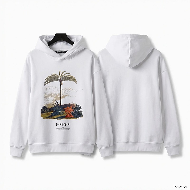 Palm Angels Palm Tree Print White Sweatshirt